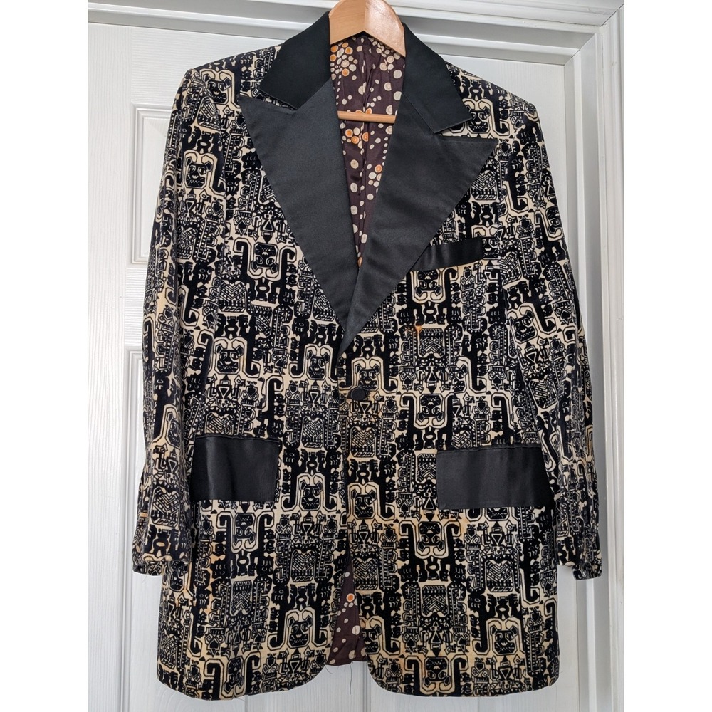 Vintage Velour Suit Jacket Black Cream GGG Clothes Irving Baron New York